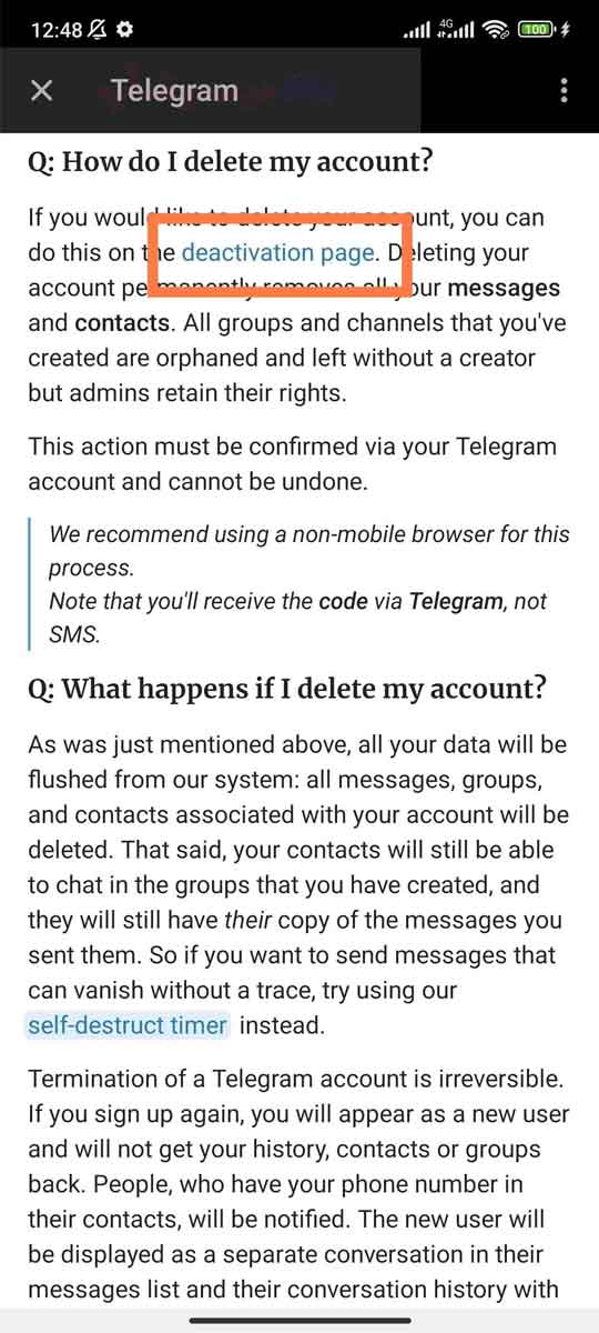 چگونه حساب کاربری تلگرامم را پاک کنم