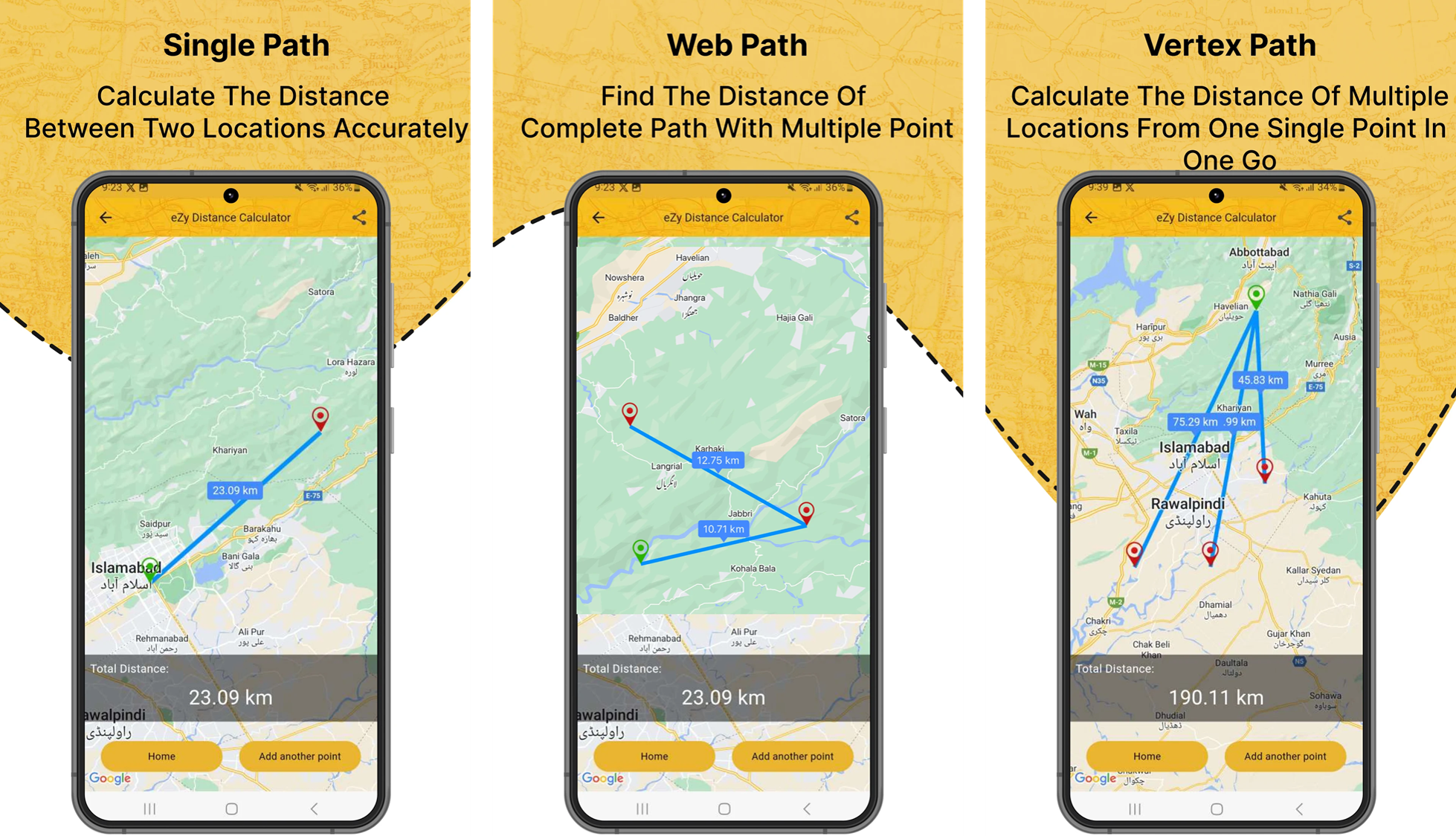 اپلیکیشن فاصله‌یاب آنلاین eZy Distance Calculator
